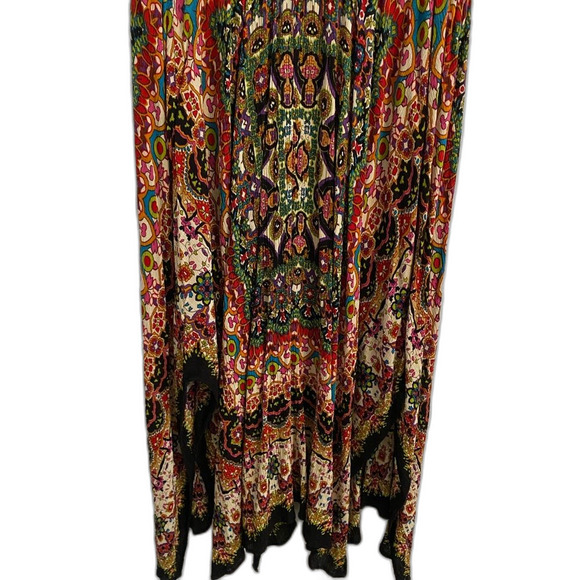 Boho Maxi L Dress Handkerchief Hem Cottage Indie Festival Hippie Bohemian B8 - Picture 9 of 13